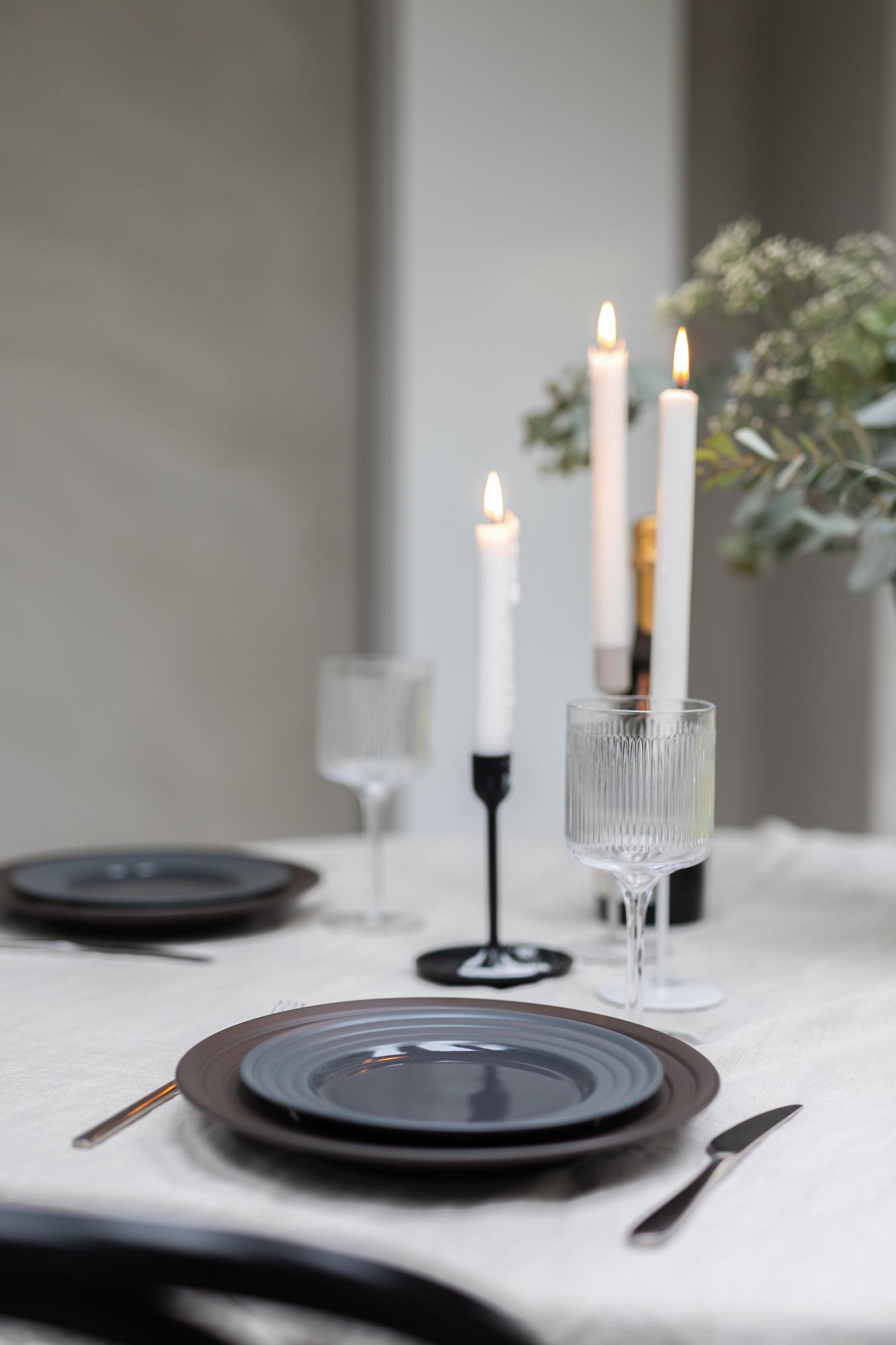 Elegant dining setup with candles
