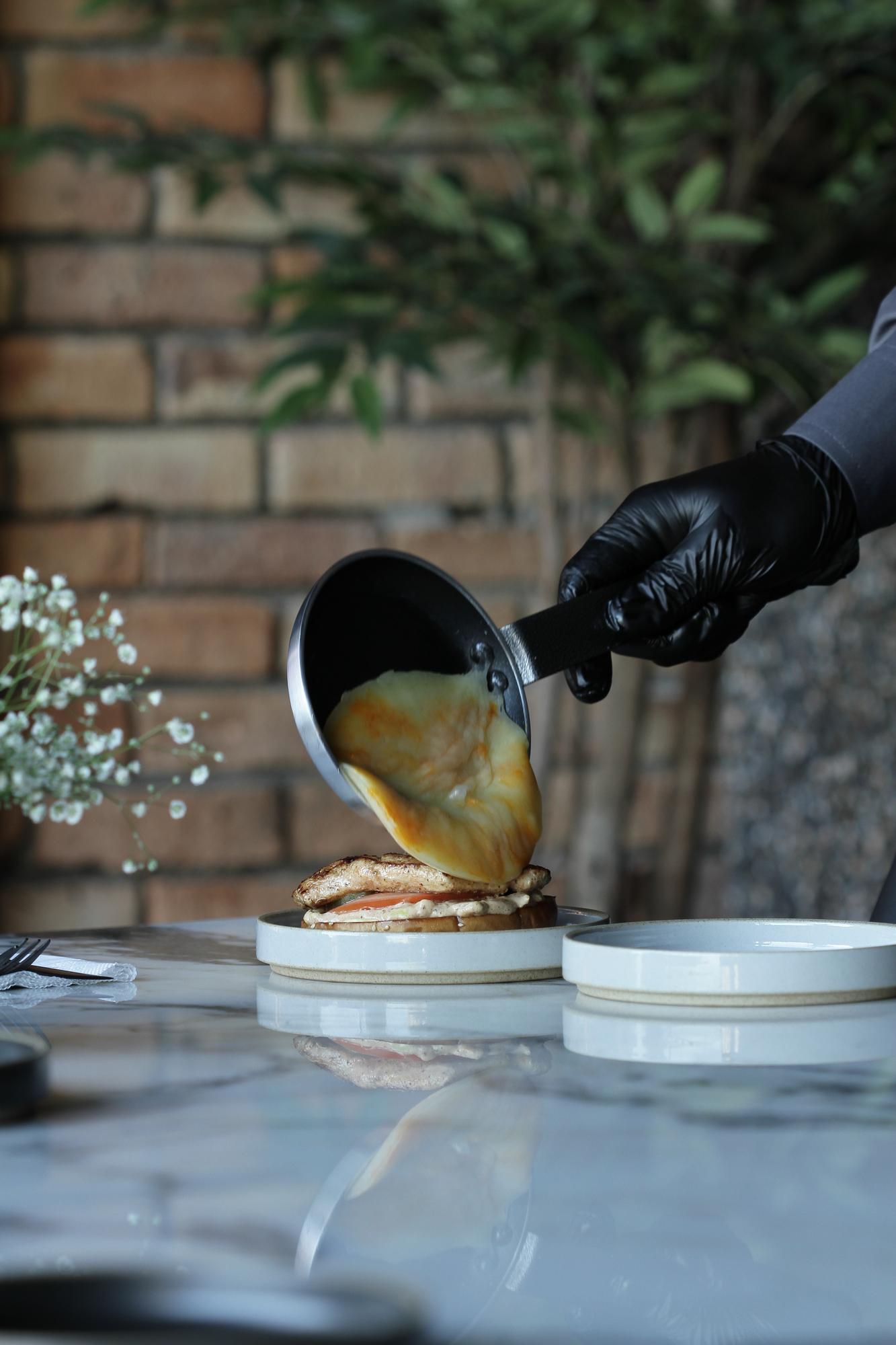Chef at work finishing a plate